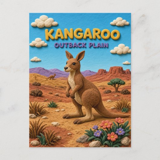 Känguru, Outback-Ebene-Ton-Kunst Postkarte (Vorderseite)