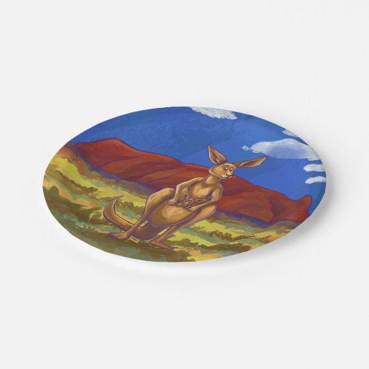 Känguru-Party-Mitte Pappteller (Schrägansicht)