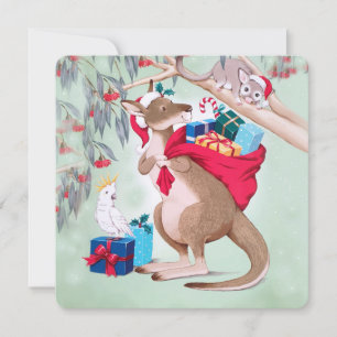 Känguru-Santa-Tasche Possum Kakadu Frohe Weihnacht Feiertagskarte