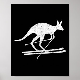 Känguru-Ski-Spaß Wintersport Australien Reise Poster