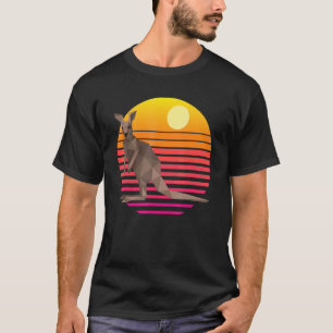 Känguru Sonnenuntergang Australien Kängurus Retro T-Shirt