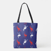 Känguru und Emu Tiermuster in Blau Tasche (Rückseite)