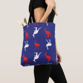 Känguru und Emu Tiermuster in Blau Tasche (Von Nahem)