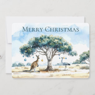 Känguru und Emu Weihnachts-Gumtree-Christbaumkugel Feiertagskarte
