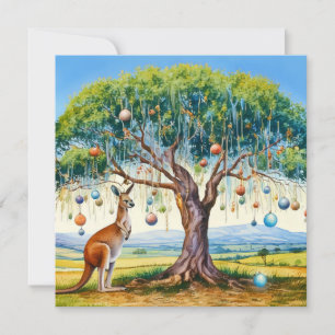 Känguru unter Gummibaum-Weihnachtsbaumkugeln 