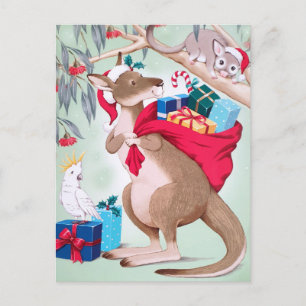 Känguru-Weihnachten - Australische Weihnachtskunst Postkarte