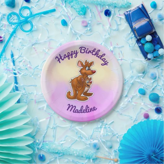 Kängurugeburtstags-Teller Pappteller (Party)