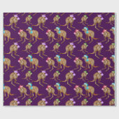 Kängurus mit Weihnachtsmannmützen Geschenkpapier (Flach)