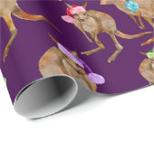 Kängurus mit Weihnachtsmannmützen Geschenkpapier (Rolleneckpunkt)