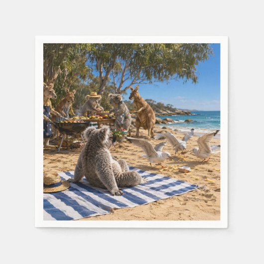 Kängurus Strand BBQ Serviette (Vorderseite)