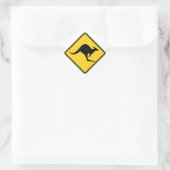 Känguruwarnung Runder Aufkleber (Tasche)