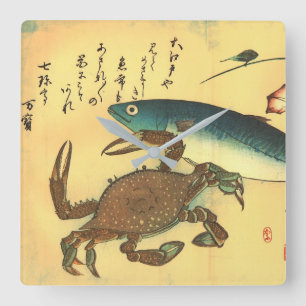 Kani oder Kegani & Saba - Japanischer Fisch aus Hi Quadratische Wanduhr