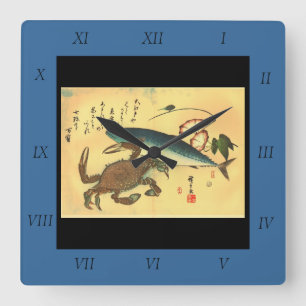 Kani oder Kegani & Saba - Japanischer Fisch aus Hi Quadratische Wanduhr