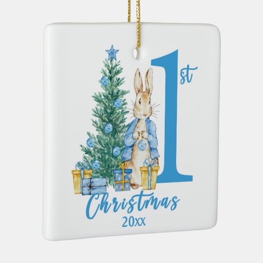 Kaninchen 1. Blauer Weihnachtsfeiertag Keramikornament (Rechts)