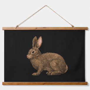 Kaninchen 2 wandteppich mit holzrahmen