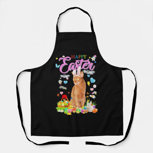Kaninchen Abessinierkatze Frohe Ostern Schürze (Vorderseite)