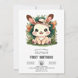 Kaninchen Adorable Bunny 1. Geburtstag digital Einladung