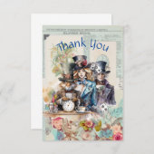 Kaninchen, Alice und Mad Hatter in Top Hats Dankeskarte (Vorne/Hinten)