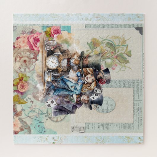 Kaninchen, Alice und Mad Hatter in Top Hats Puzzle (Horizontal)