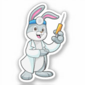 Kaninchen als Arzt bei Impfung mit Spritze Aufkleber (Vorderseite)