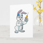 Kaninchen als Arzt bei Impfung mit Spritze Karte (Gelbe Blume)