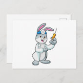Kaninchen als Arzt bei Impfung mit Spritze Postkarte (Vorne/Hinten)