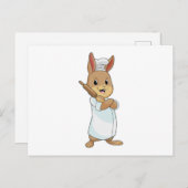 Kaninchen als Baker mit Rolling-Button Postkarte (Vorne/Hinten)