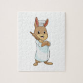 Kaninchen als Baker mit Rolling-Button Puzzle (Vertikal)