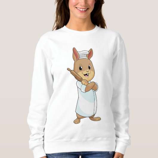 Kaninchen als Baker mit Rolling-Button Sweatshirt (Vorderseite)