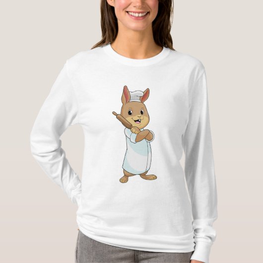 Kaninchen als Baker mit Rolling-Button T-Shirt (Vorderseite)