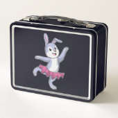 Kaninchen als Ballerina im Ballett Metall Brotdose (Rückseite)