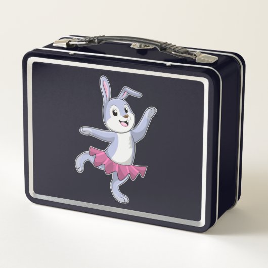 Kaninchen als Ballerina im Ballett Metall Brotdose (Rückseite)