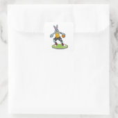 Kaninchen als Basketballspieler mit Basketball Quadratischer Aufkleber (Tasche)