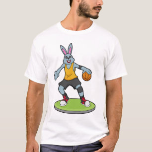 Kaninchen als Basketballspieler mit Basketball T-Shirt
