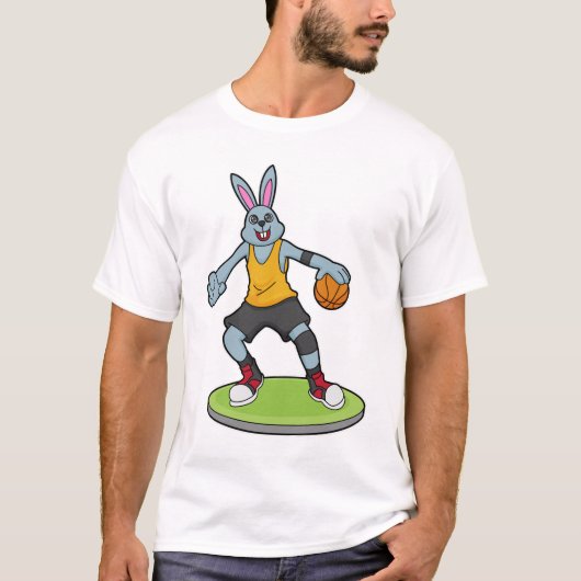 Kaninchen als Basketballspieler mit Basketball T-Shirt (Vorderseite)