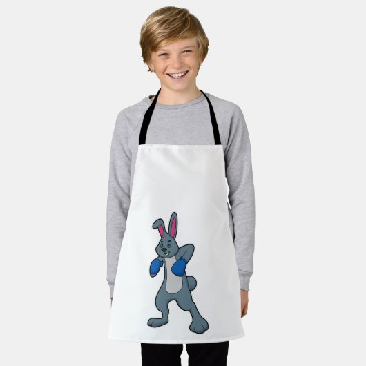 Kaninchen als Boxer mit Boxhandschuhen Schürze (Getragen)