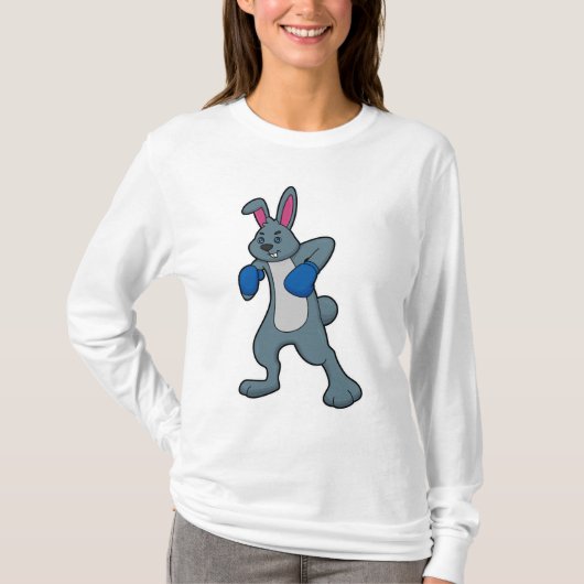 Kaninchen als Boxer mit Boxhandschuhen T-Shirt (Vorderseite)
