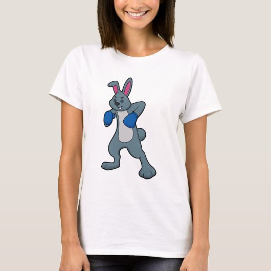 Kaninchen als Boxer mit Boxhandschuhen T-Shirt (Vorderseite)