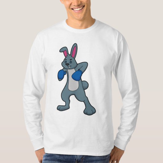 Kaninchen als Boxer mit Boxhandschuhen T-Shirt (Vorderseite)