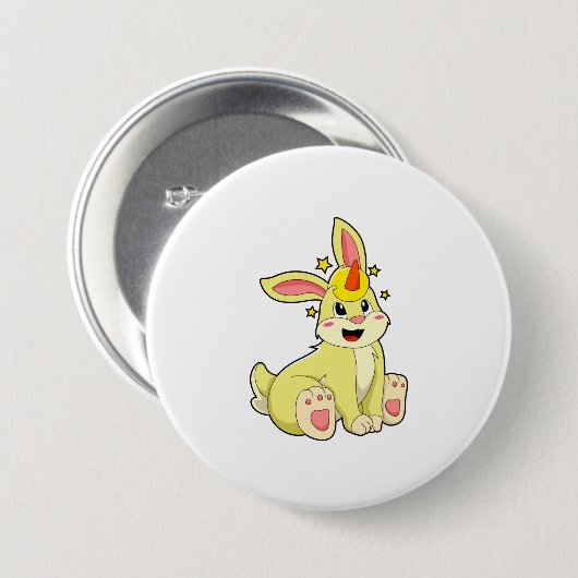 Kaninchen als Einhorn Button (Vorne & Hinten)