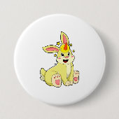 Kaninchen als Einhorn Button (Vorderseite)
