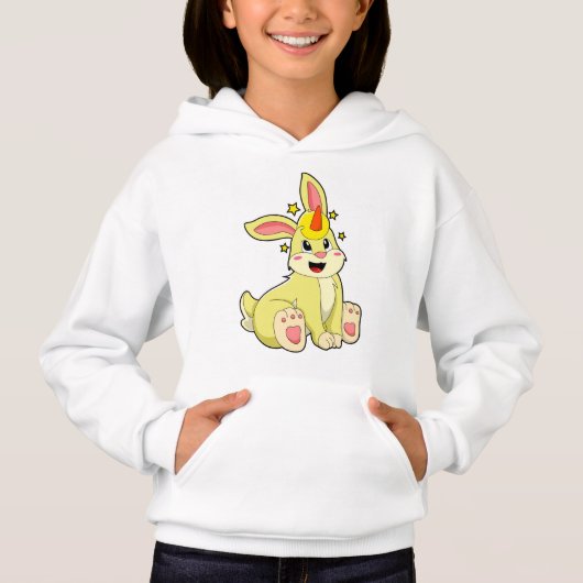 Kaninchen als Einhorn Hoodie (Vorderseite)