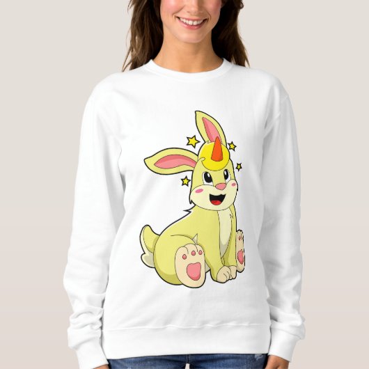 Kaninchen als Einhorn Sweatshirt (Vorderseite)