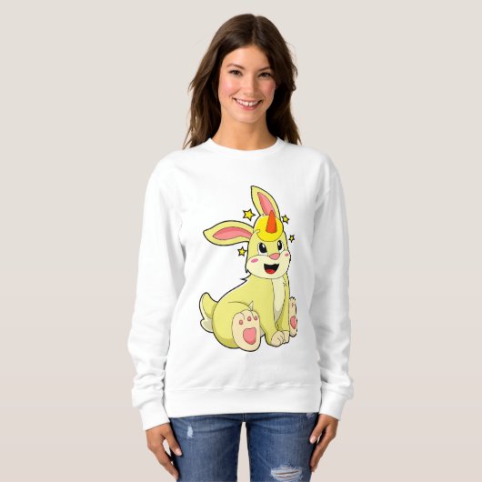 Kaninchen als Einhorn Sweatshirt (Vorne ganz)