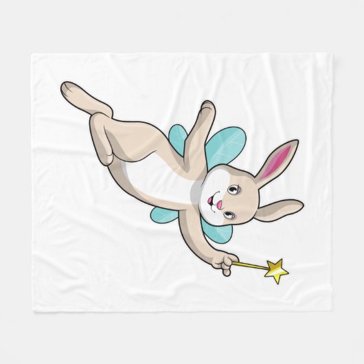 Kaninchen als Fee mit Zauberstab Fleecedecke (Vorderseite (Horizontal))