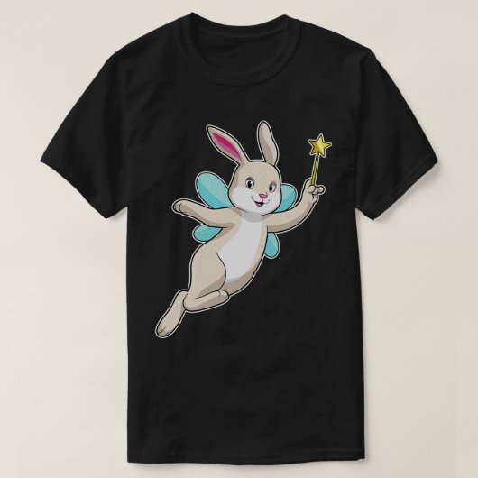 Kaninchen als Fee mit Zauberstab T-Shirt (Design vorne)