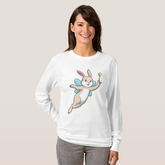 Kaninchen als Fee mit Zauberstab T-Shirt (Vorne ganz)