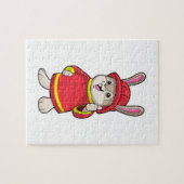 Kaninchen als Feuerwehrmann mit Helm Puzzle (Horizontal)