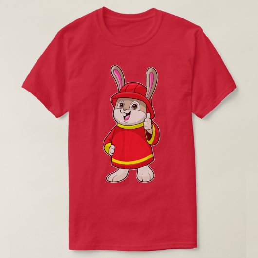 Kaninchen als Feuerwehrmann mit Helm T-Shirt (Design vorne)