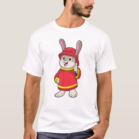 Kaninchen als Feuerwehrmann mit Helm T-Shirt (Vorderseite)